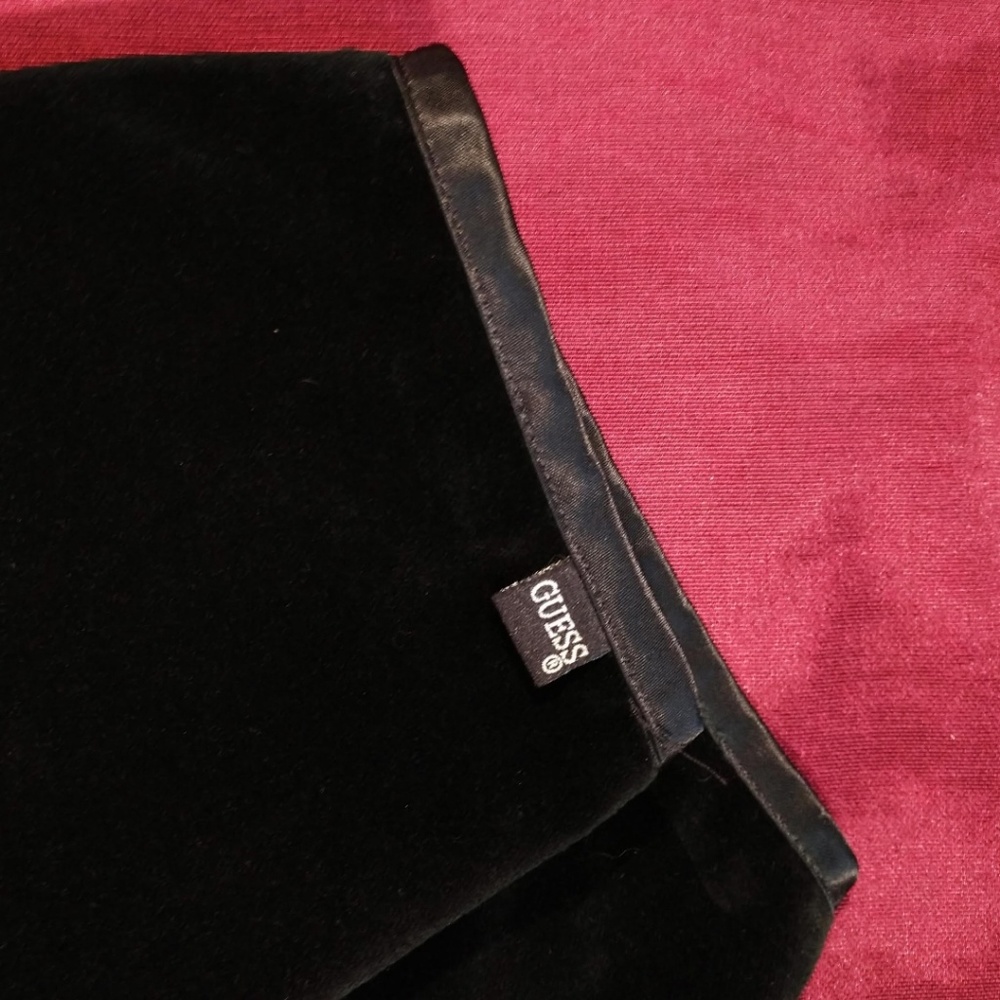 Vintage Guess Black Velvet Ribbon Trim Mini Skirt